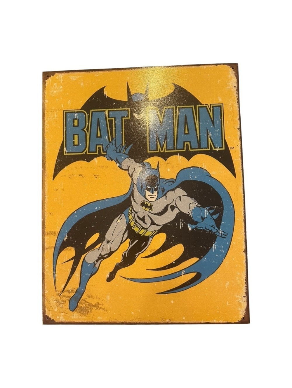 Batman Metal Wall Art Yellow Blue Size 16” x 12.5”